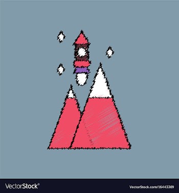 Flat icon design collection rocket and pyramids vector image