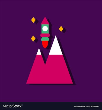 Flat icon design collection rocket and pyramids vector image