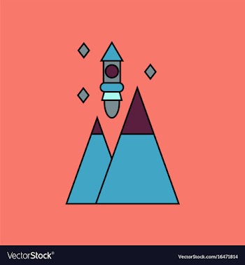 Flat icon design collection rocket and pyramids vector image