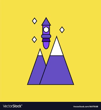 Flat icon design collection rocket and pyramids vector image