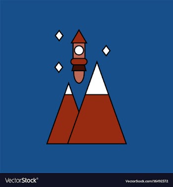 Flat icon design collection rocket and pyramids vector image