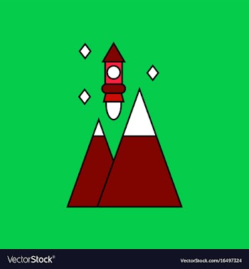 Flat icon design collection rocket and pyramids vector image