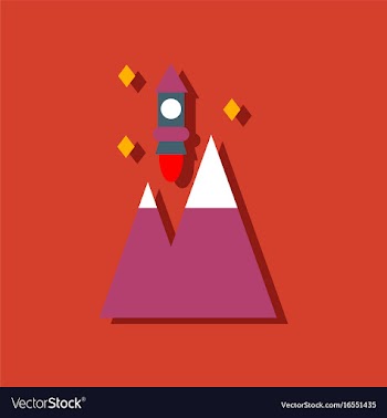 Flat icon design collection rocket and pyramids vector image