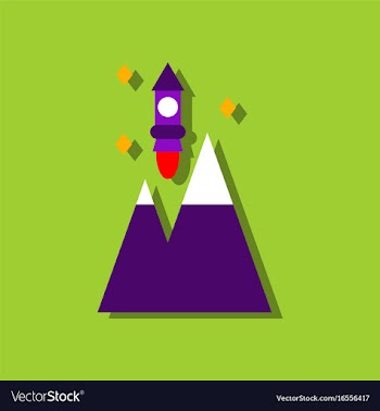 Flat icon design collection rocket and pyramids vector image