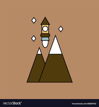 Flat icon design collection rocket and pyramids vector image