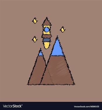 Flat icon design collection rocket and pyramids vector image