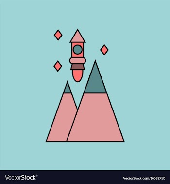 Flat icon design collection rocket and pyramids vector image