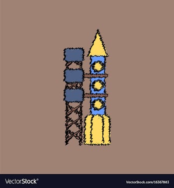 Flat icon design collection rocket station in vector image