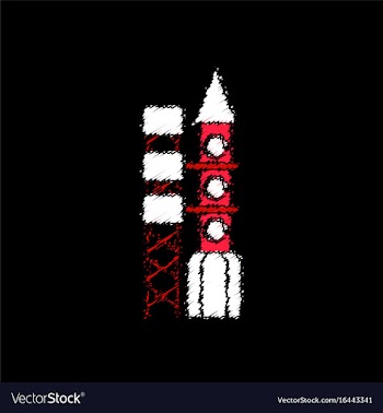 Flat icon design collection rocket station in vector image