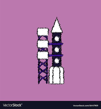 Flat icon design collection rocket station in vector image