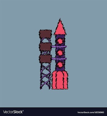 Flat icon design collection rocket station in vector image