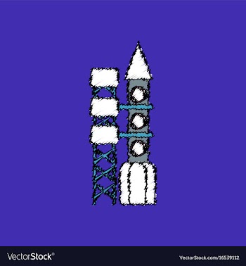 Flat icon design collection rocket station in vector image