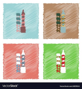 Flat icon design collection rocket station in vector image