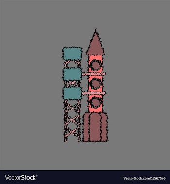 Flat icon design collection rocket station in vector image
