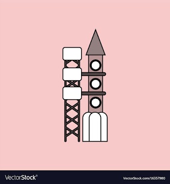 Flat icon design collection rocket station vector image