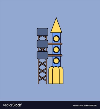 Flat icon design collection rocket station vector image