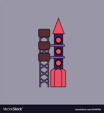 Flat icon design collection rocket station vector image