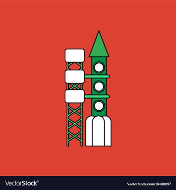 Flat icon design collection rocket station vector image