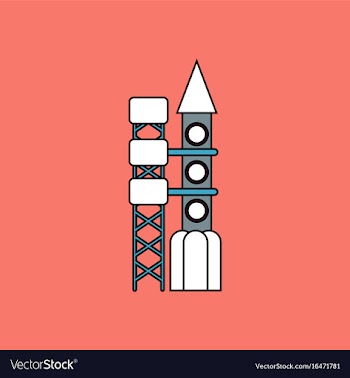 Flat icon design collection rocket station vector image