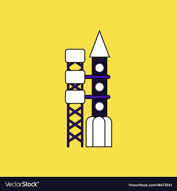 Flat icon design collection rocket station vector image