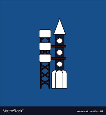 Flat icon design collection rocket station vector image
