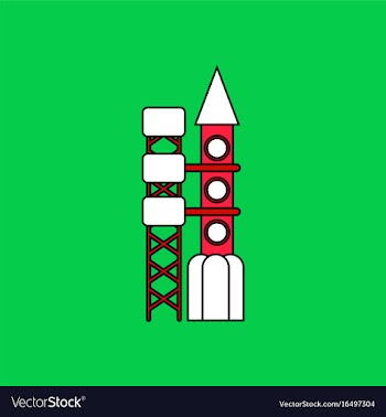 Flat icon design collection rocket station vector image