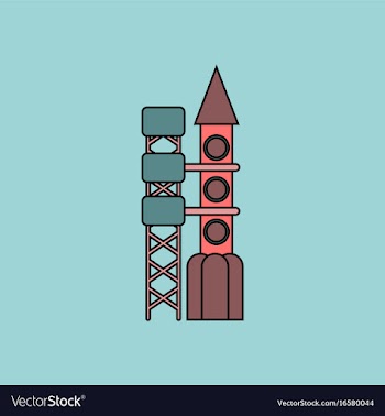 Flat icon design collection rocket station vector image
