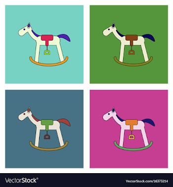 Flat icon design collection rocking horse vector image