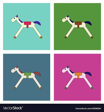 Flat icon design collection rocking horse vector image