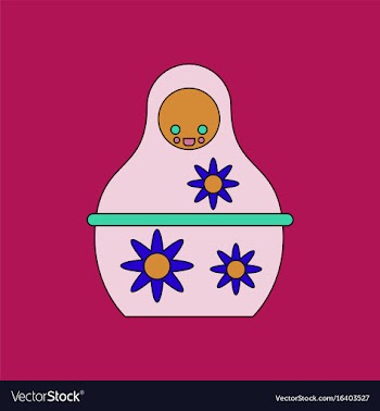 Flat icon design collection russian doll vector image