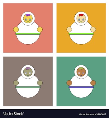 Flat icon design collection russian doll vector image