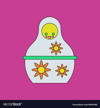 Flat icon design collection russian doll vector image
