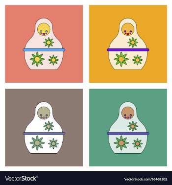 Flat icon design collection russian doll vector image