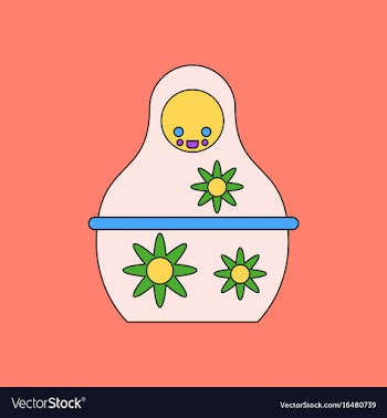 Flat icon design collection russian doll vector image