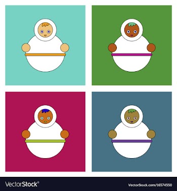 Flat icon design collection russian doll vector image