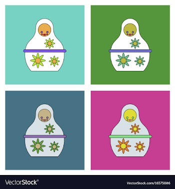 Flat icon design collection russian doll vector image
