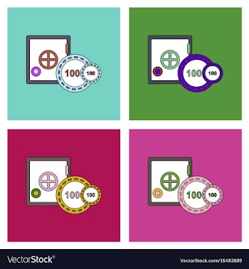 Flat icon design collection safe and chips vector image