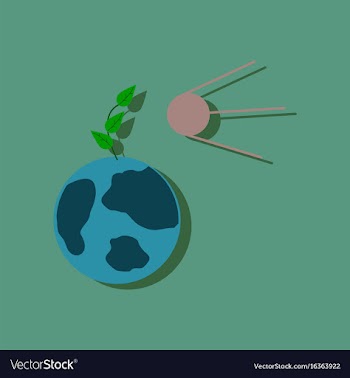 Flat icon design collection satellite and earth vector image