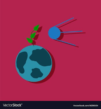 Flat icon design collection satellite and earth vector image