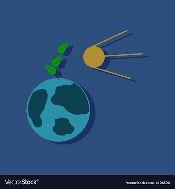 Flat icon design collection satellite and earth vector image