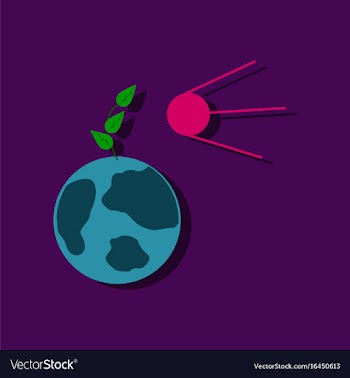 Flat icon design collection satellite and earth vector image