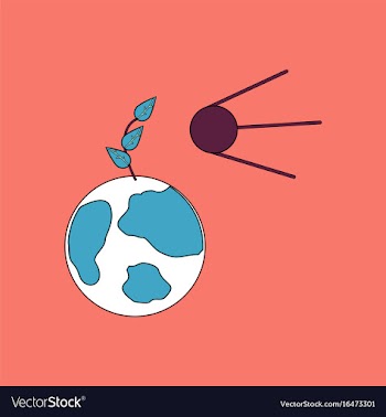 Flat icon design collection satellite and earth vector image