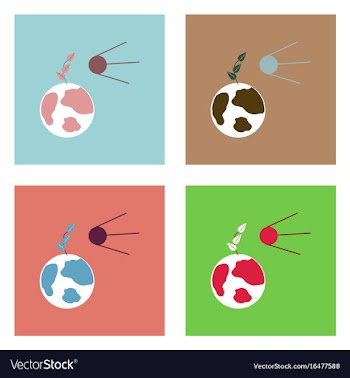 Flat icon design collection satellite and earth vector image