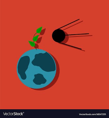 Flat icon design collection satellite and earth vector image