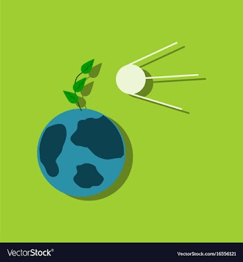 Flat icon design collection satellite and earth vector image