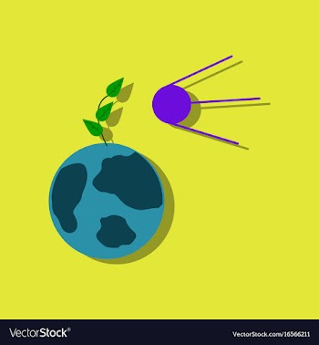 Flat icon design collection satellite and earth vector image