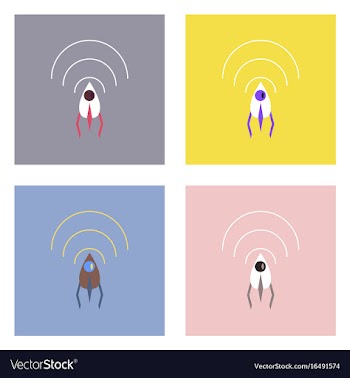 Flat icon design collection satellite and radio vector image