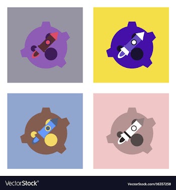 Flat icon design collection satellite and rocket vector image