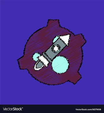 Flat icon design collection satellite and rocket vector image