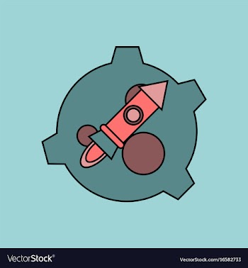 Flat icon design collection satellite and rocket vector image